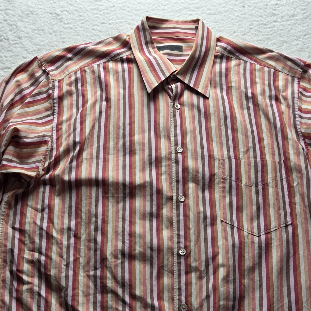 Martin Gordon Shirt Mens Large Multicolor Stripe Long Sleeve Button-Up Casual